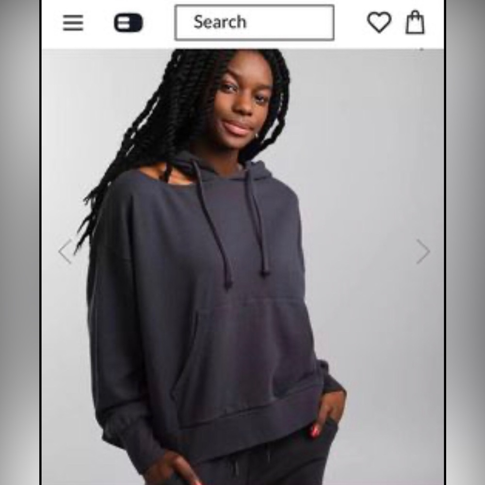 Z Supply Charcoal Off-Shoulder Hoodie